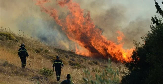 Σε εξέλιξη πυρκαγιά στα Πολιτικά Ευβοίας