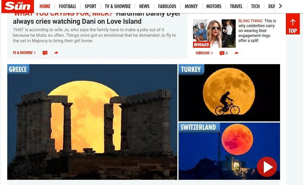 Πρωτοσέλιδο στη Sun το "Ματωμένο Φεγγάρι" από την Ελλάδα