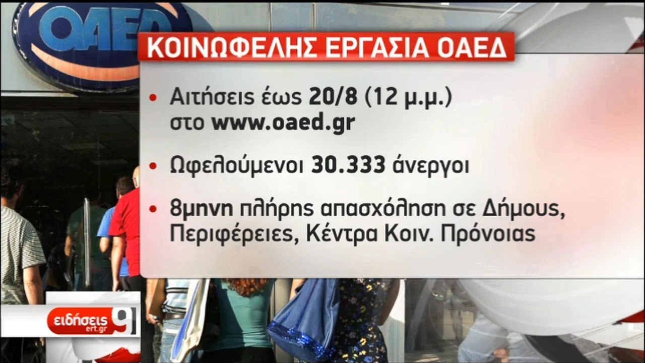 Πρόγραμμα κοινωφελούς εργασίας του ΟΑΕΔ – Kλείνει σήμερα η προθεσμία αιτήσεων