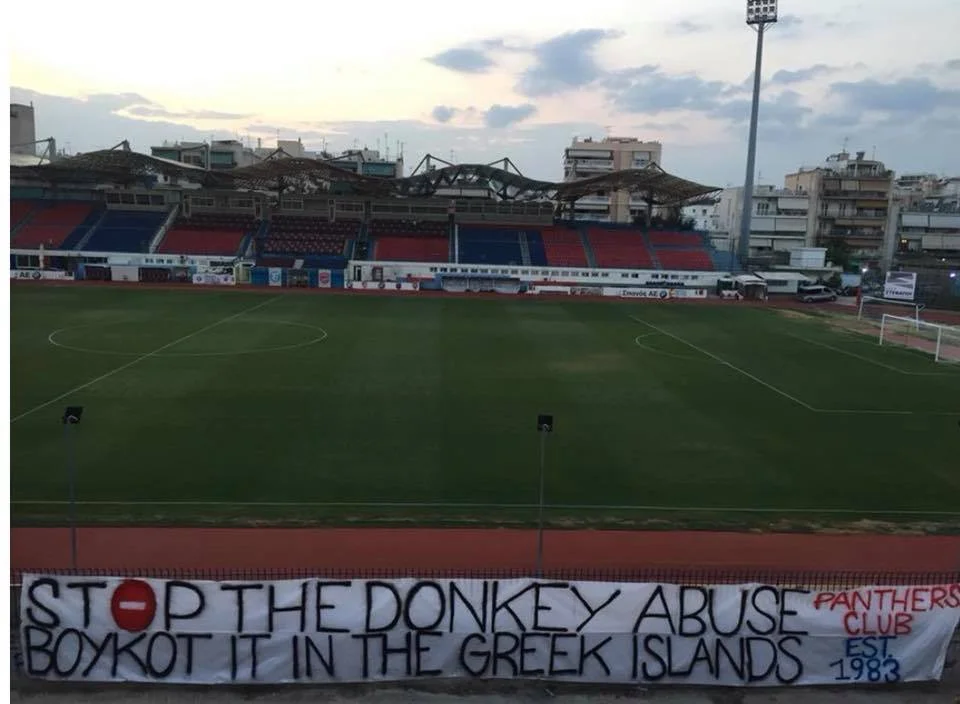 Πανό κατά της κακοποίησης των γαϊδουριών οι Πάνθηρες! (pic)