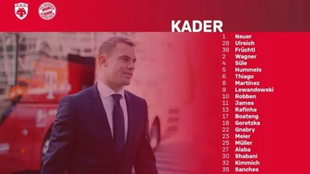 ΑΕΚ - Μπάγερν: Η αποστολή των Γερμανών