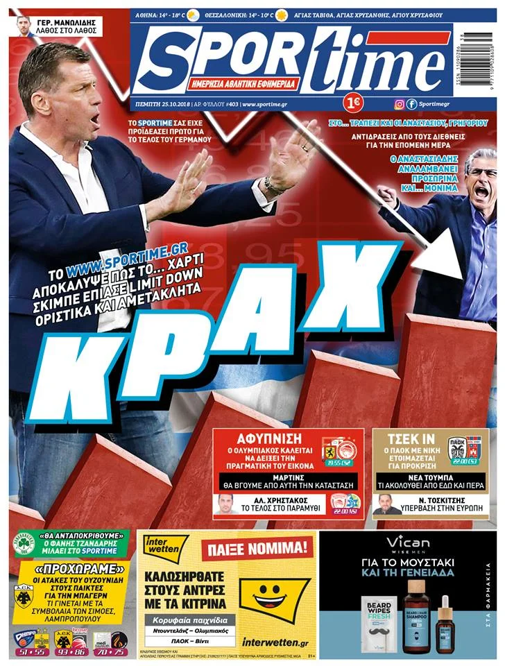 Διαβάστε σήμερα στο Sportime: «Κραχ»