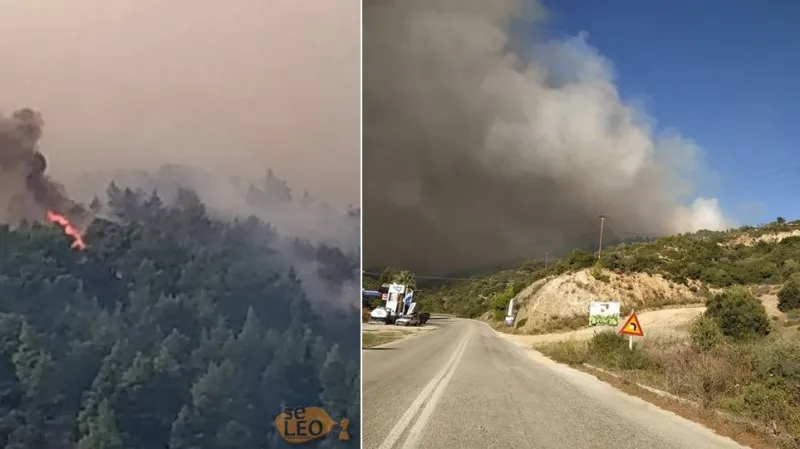 Η φωτιά στη Σιθωνία Χαλκιδικής έχει απλωθεί στα τρία χιλιόμετρα - Εκκενώνεται ο Κάμπος (vid)