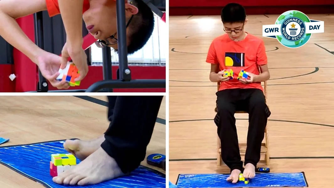 Έφηβος λύνει τρεις κύβους Rubik ταυτόχρονα και σπάει το ρεκόρ Guinness (vid)