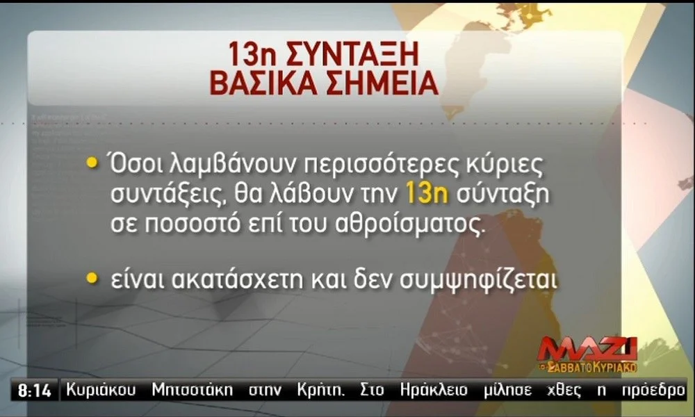 13η σύνταξη: Λεπτομέρειες και διευκρινίσεις (vid)
