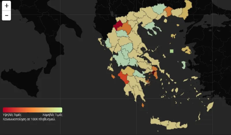 Κορονοϊός: Ο χάρτης του ιού στην Ελλάδα - Ποιες περιοχές έχουν πληγεί περισσότερο