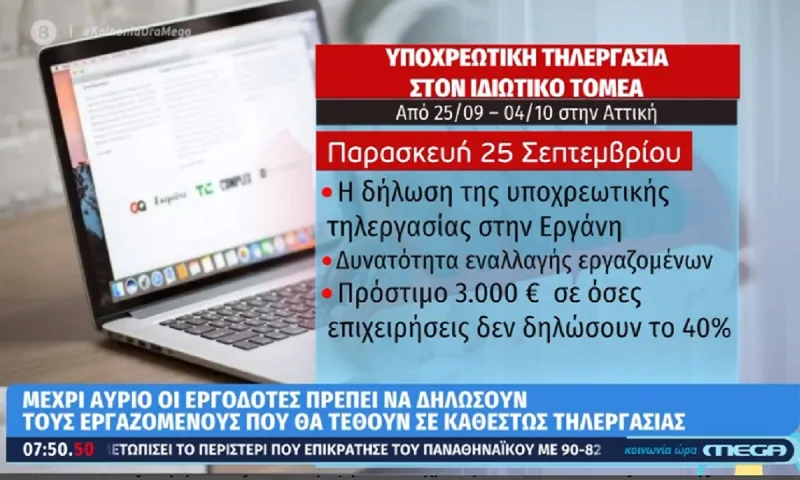 Τηλεργασία: Από αύριο η προαναγγελία στο ΕΡΓΑΝΗ του 40% των εργαζομένων (vids)