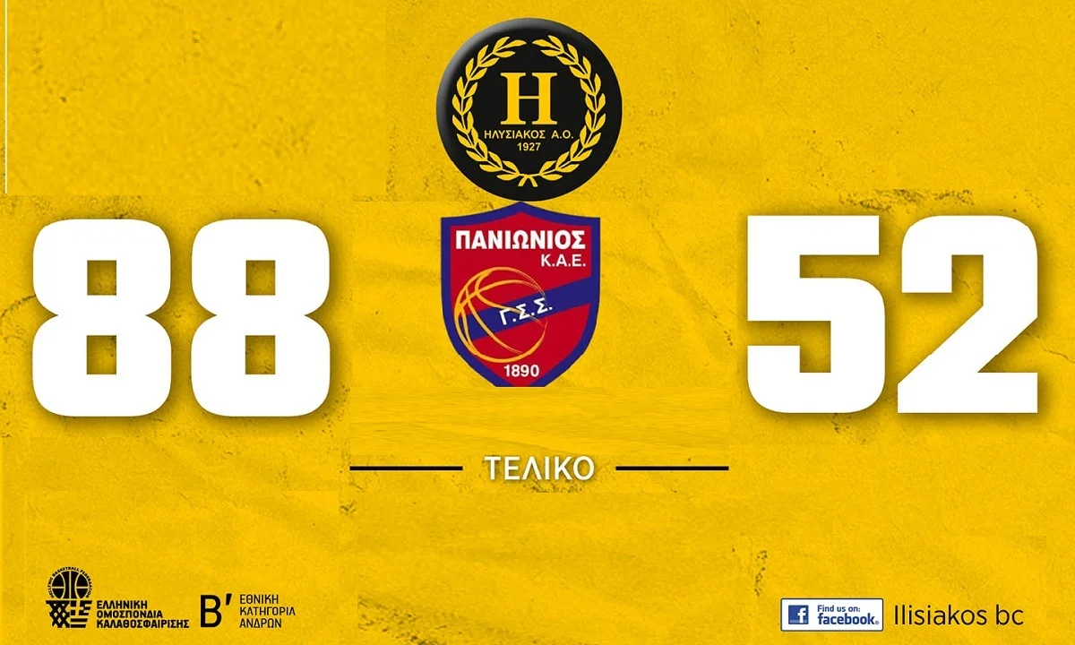 Β’ Εθνική: Ο Ηλυσιακός διέλυσε 88-52 τον Πανιώνιο