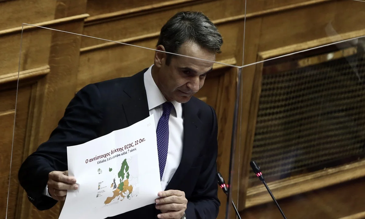 Μητσοτάκης: Αυτοί είναι οι χάρτες της πανδημίας που παρουσίασε στη Βουλή