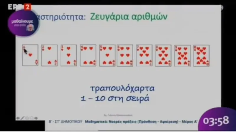 Τηλεκπαίδευση: Μάθημα μαθηματικών...με τράπουλα!