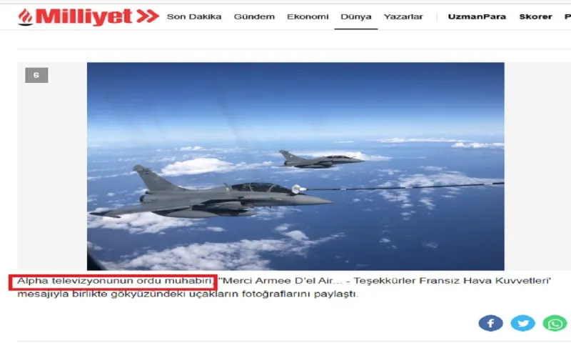 Rafale: Ρεπορτάζ των Τούρκων για τον Κώστα Σαρικά του Alpha - Τον έκαναν πρώτο θέμα