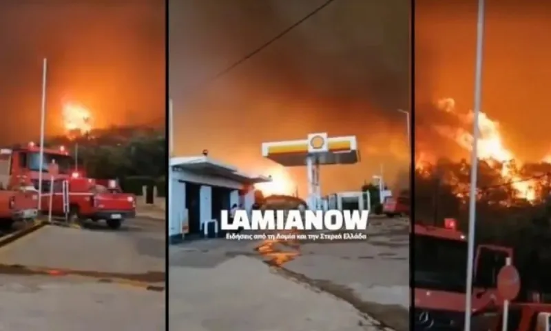 Φωτιά Βόρεια Εύβοια: Κάηκαν σπίτια - Η πυρκαγιά κύκλωσε βενζινάδικο (vid)