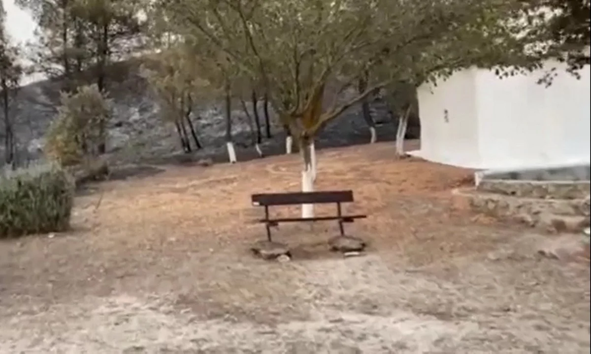 Φωτιά - Άγιος Στέφανος: Όλα στάχτη γύρω από το παρεκκλήσι της Αγίας Τριάδος - Απείραχτος ο ναός!