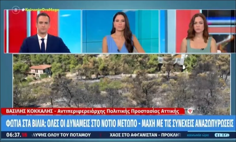 Φωτιά στα Βίλια: Συνεχίζεται η μάχη με τις φλόγες