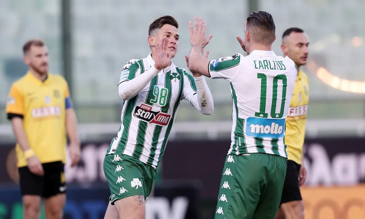 Βιτάλ και Αϊτόρ πανηγυρίζουν για το 1-0 στο Παναθηναϊκός – Αναγέννηση Καρδίτσας