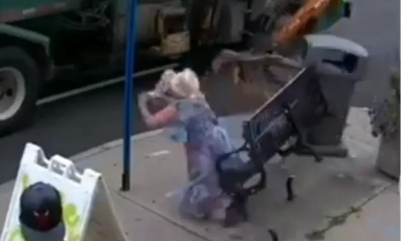 Viral: Η τεχνολογία στην «υπηρεσία του πολίτη» - Απορριμματοφόρο εκσφενδονίζει παγκάκι μαζί με γυναίκα!