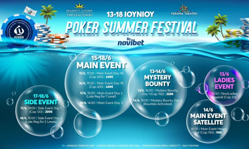 Novibet Poker Summer Festival: Mystery Bounty, Ladies Freeroll & Main Event… για όλους!