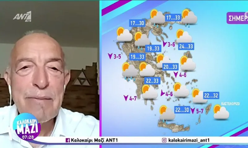 Ο Τάσος Αρνιακός προειδοποιεί για τον καιρό τη μέρα «της Παναγίας» (Τρίτη 15/8) - Που θα ρίξει μπόρες και καταιγίδες
