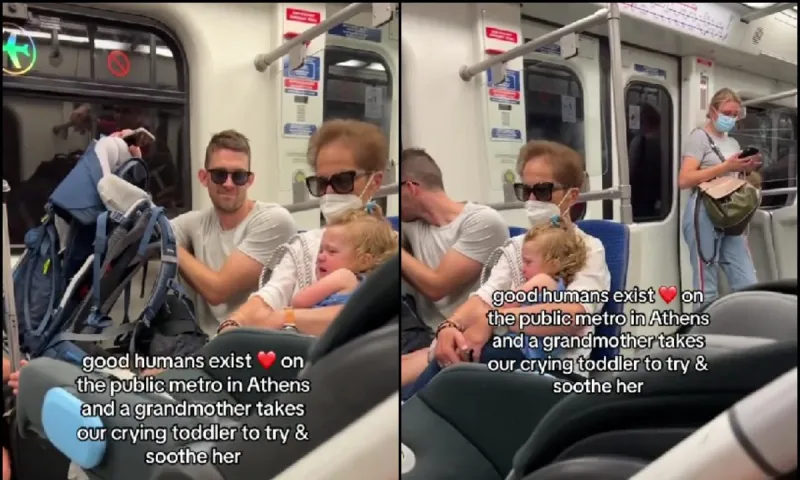 Eλληνίδα γιαγιά έγινε viral στο Tik Tok - Πήρε αγκαλιά την κόρη τουρίστριας για να την ηρεμήσει μέσα στο μετρό