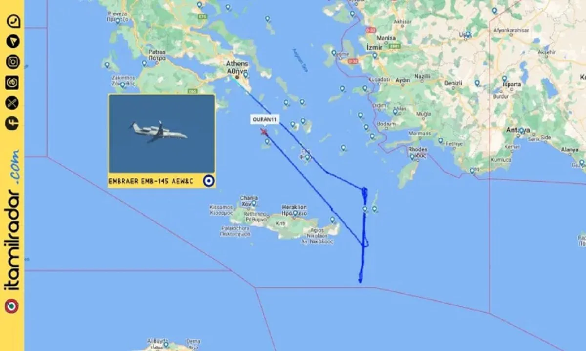 Ελληνικά μάτια στην Ανατολική Μεσόγειο με την αποστολή ελληνικού ΕΜΒRΑΕR στην περιοχή που βρίσκεται αμερικανικό αεροπλανοφόρο.