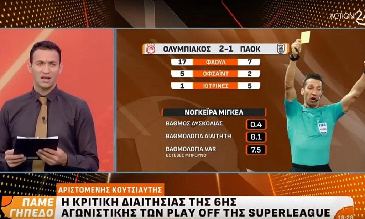 Κουτσιαύτης: Σωστό το πέναλτι του Ολυμπιακού, φάουλ στο δεύτερο γκολ πάνω στον Σάστρε - Τι είπε για το γκολ του Άρη