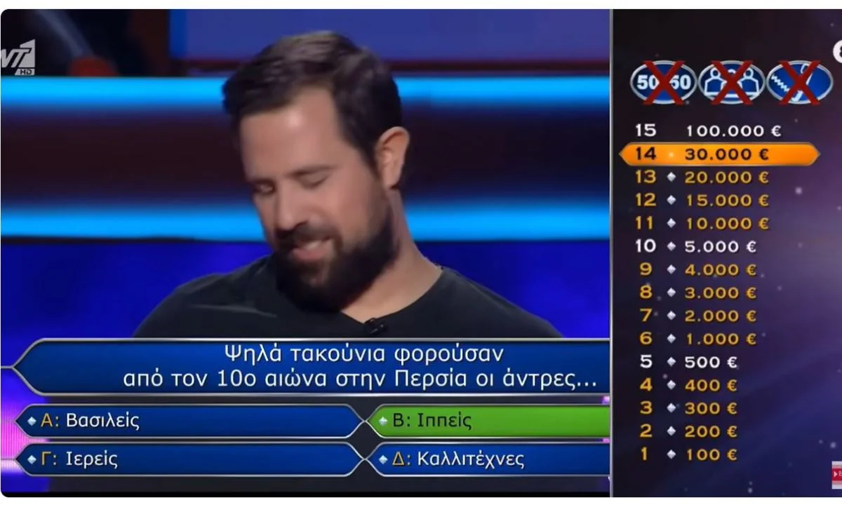 Παίκτης ήταν έτοιμος να κερδίσει και να γίνει Εκατομμυριούχος, ήξερε την απάντηση στην ερώτηση για τις 100.000 ευρώ, αλλά σταμάτησε.
