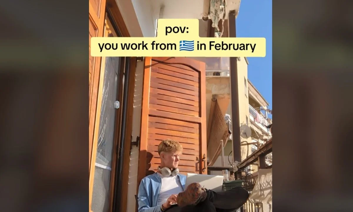 Ξένος απολαμβάνει να δουλεύει από Ελλάδα τον Φεβρουάριο...
