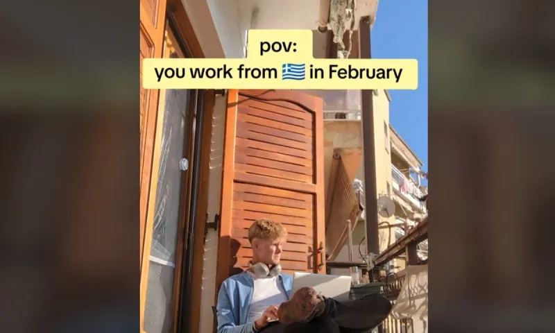Ξένος απολαμβάνει να δουλεύει από Ελλάδα τον Φεβρουάριο...