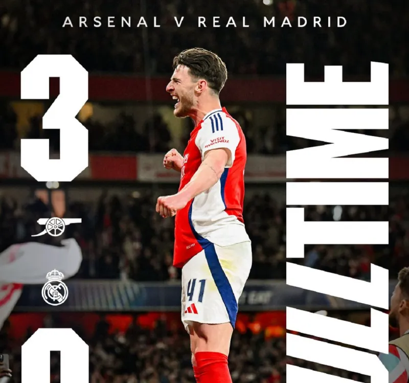 Η Άρσεναλ των 0 Champions League, ταπείνωσε 3-0 τη Ρεάλ των 15 με δύο φαουλάρες του Ράις
