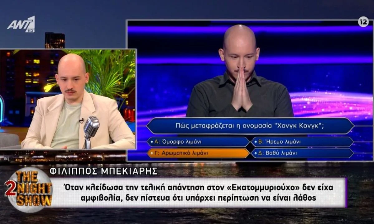 Ο Εκατομμυριούχος έχει νικητή από το επεισόδιο της Τρίτης. Ο Φίλιππος κατάφερε και κέρδισε τις 100.000 ευρώ στο παιχνίδι του ΑΝΤ1 καθαρα;