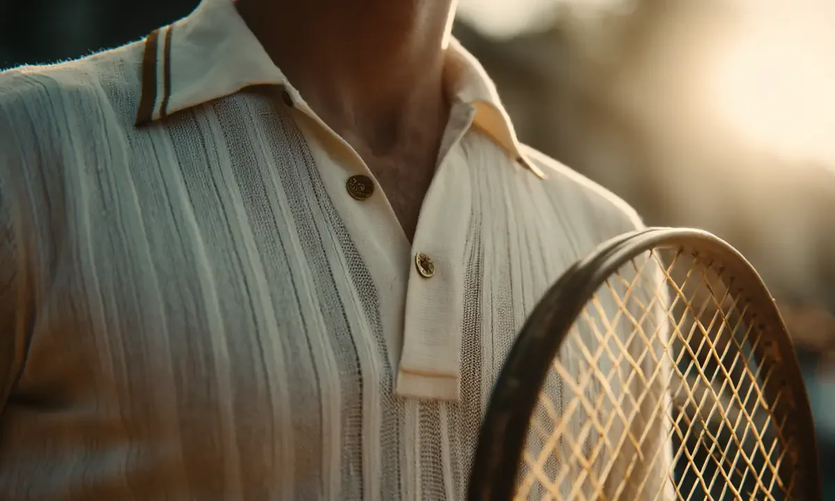René Lacoste παίζει τένις φορώντας το πρώτο πόλο μπλουζάκι με σηκωμένο γιακά