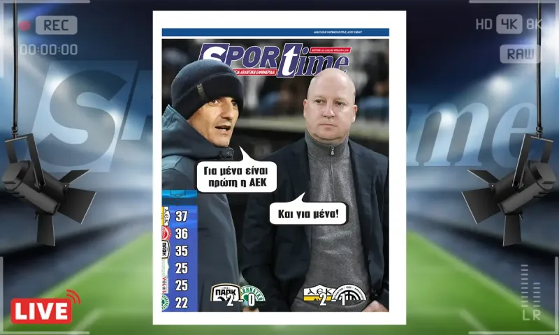 Πρωτοσέλιδο Sportime (22/12): ΑΕΚ σημαίνει ανατροπή και πλέον κορυφή!