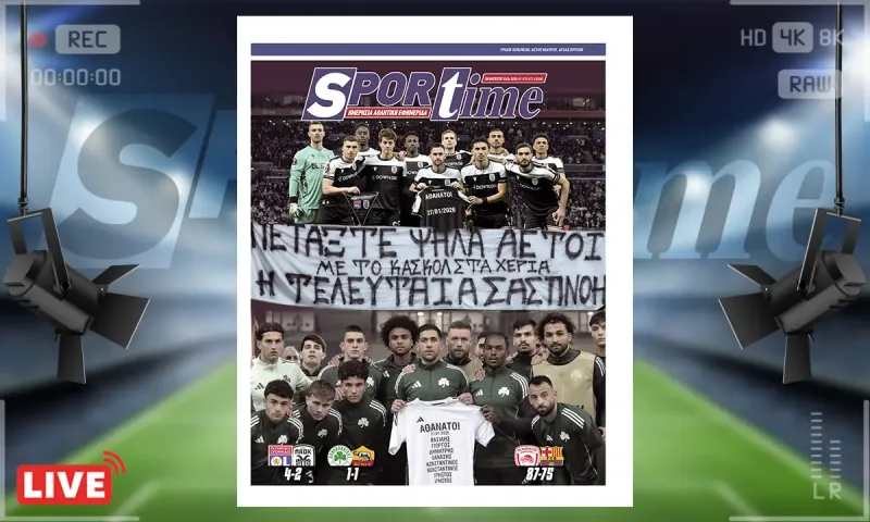 Πρωτοσέλιδο Sportime (30/1): Χρήστο, Βάχο, Βασίλη, Θανάση, Δημήτρη, Κώστα, Γιώργο, καλό Παράδεισο...