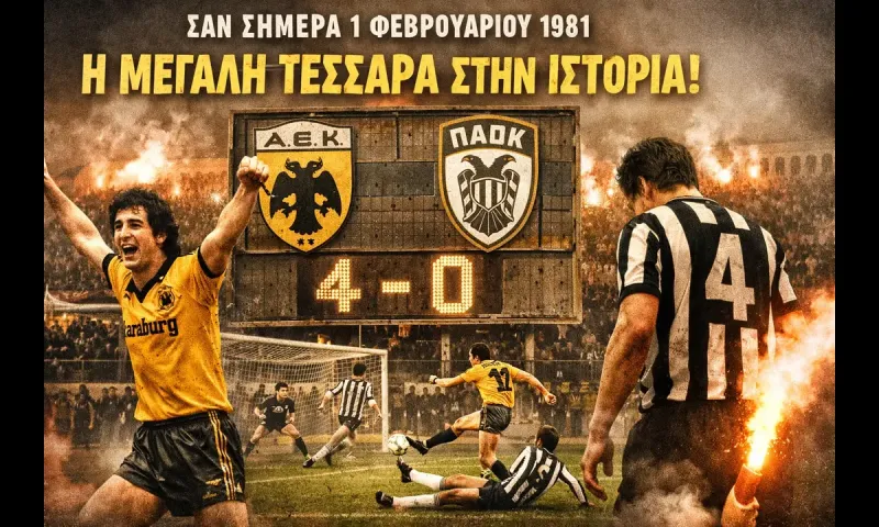 Σαν σήμερα 1 Φεβρουαρίου 1981: Η ΑΕΚ έγραψε «τεσσάρα» στον ΠΑΟΚ