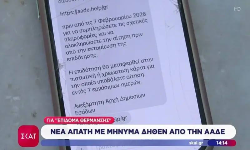 Νέα απάτη με μήνυμα δήθεν από την ΑΑΔΕ για «επίδομα θέρμανσης»