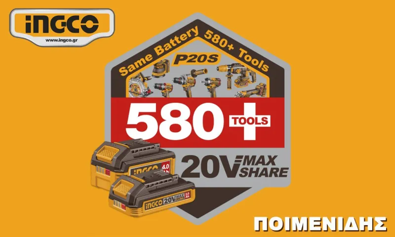 INGCO 20V Battery System: Μία μπαταρία, εκατοντάδες δυνατότητες