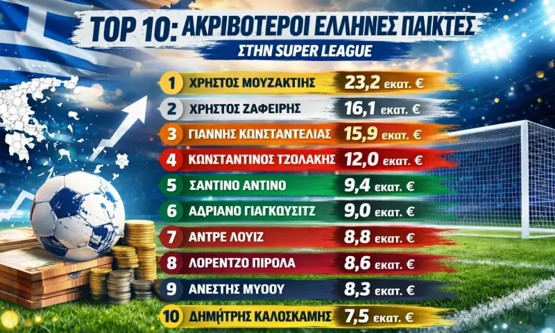 Top 10: Ακριβότεροι παίκτες στην Super League