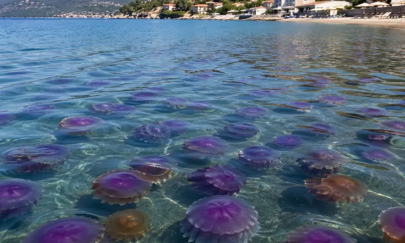 Γέμισε με μωβ και καφέ μέδουσες ο Ευβοϊκός Κόλπος