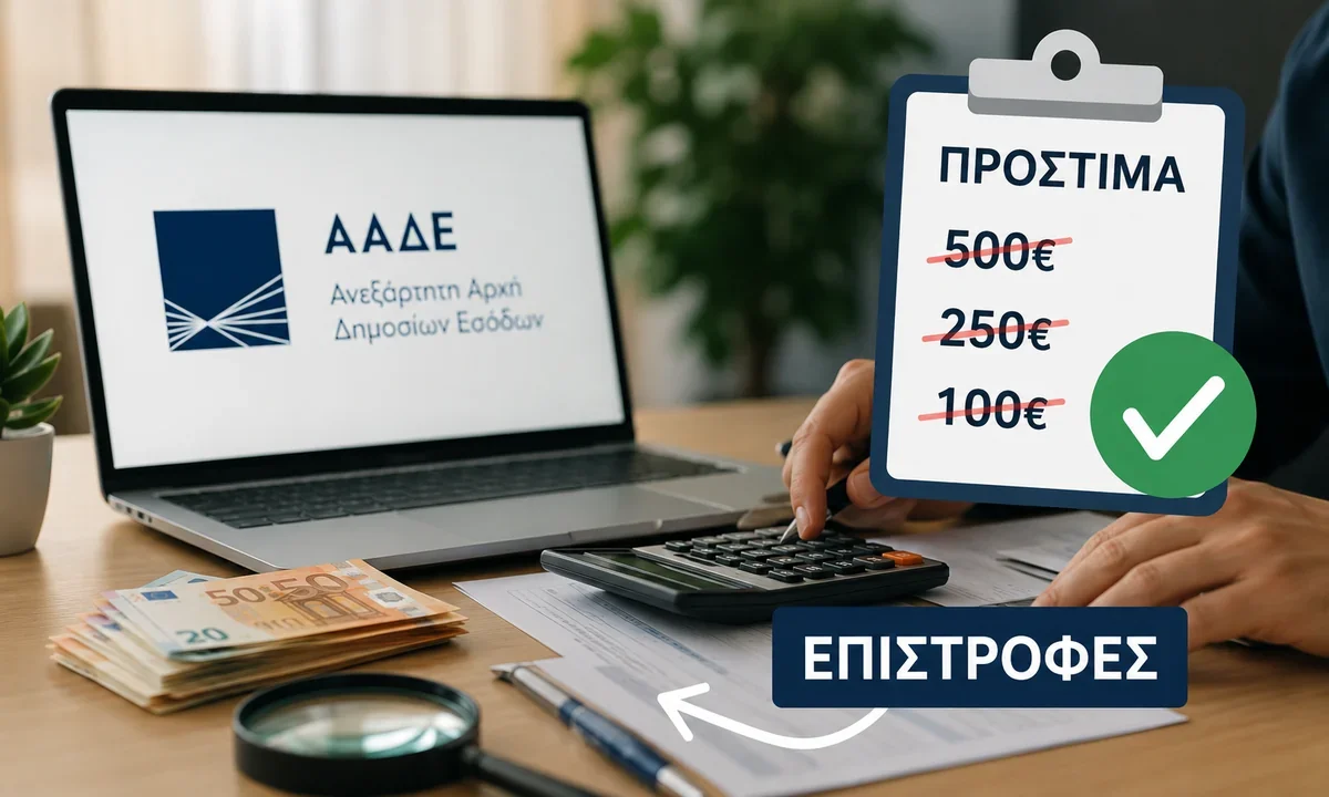 AADE prostima kathisterimenes diloseis anadromiki isxi epistrofes