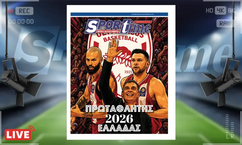 Πρωτοσέλιδο Sportime (14/6): Πρωταθλητής Ελλάδας ο Ολυμπιακός