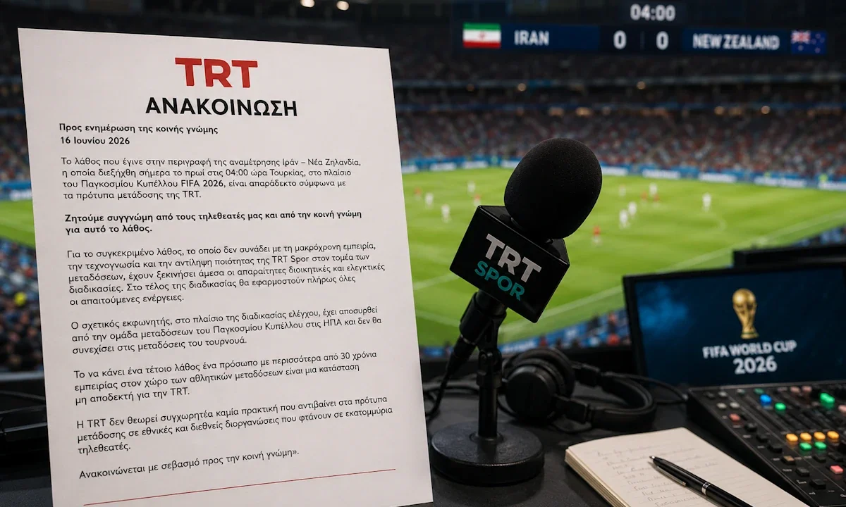 Η TRT ζήτησε συγγνώμη για λάθος στη μετάδοση του αγώνα Ιράν - Νέα Ζηλανδία