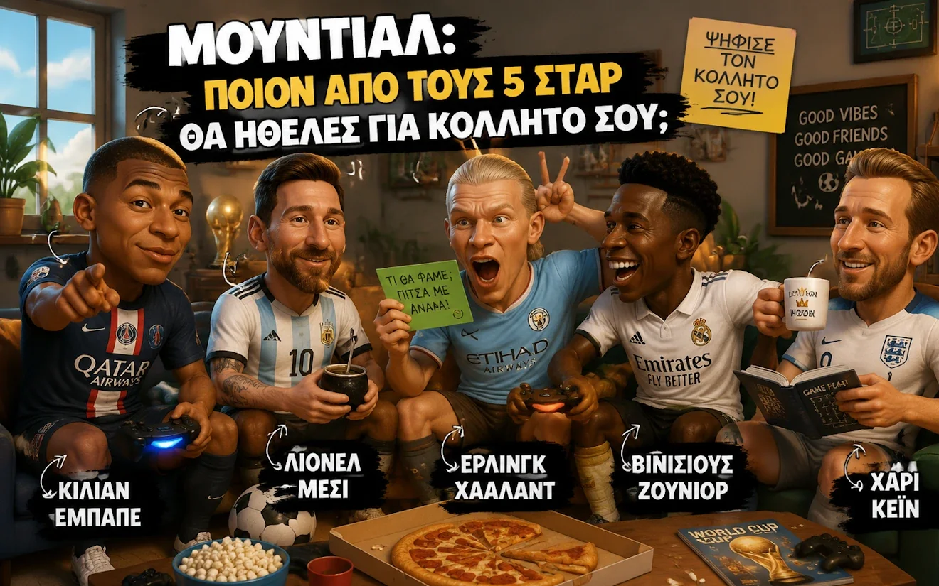 Οι Κιλιάν Εμπαπέ, Λιονέλ Μέσι, Έρλινγκ Χάαλαντ, Βινίσιους Τζούνιορ και Χάρι Κέιν σε γκάλοπ για τον ιδανικό κολλητό