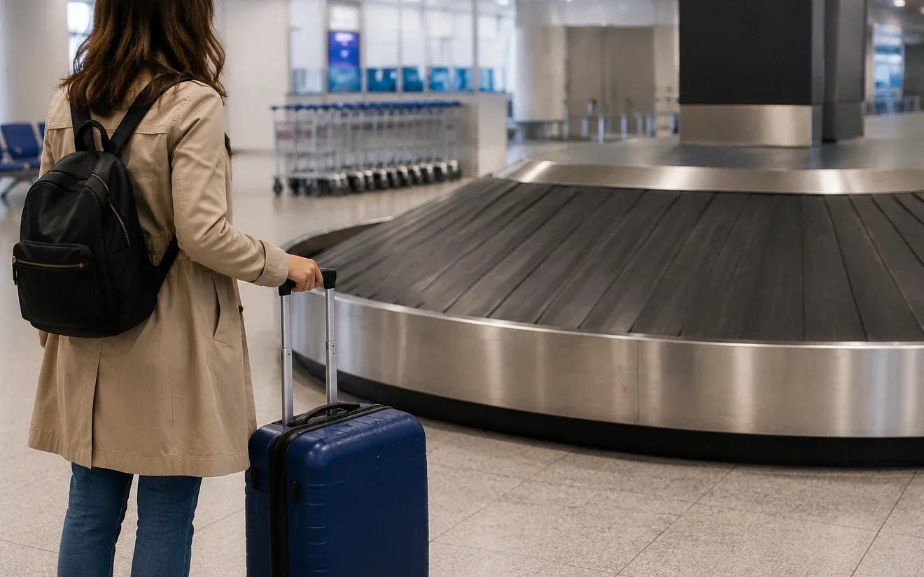 Ταξιδιώτης περπατά κρατώντας βαλίτσα με ροδάκια και σακίδιο, έτοιμος για αναχώρηση. Πηγή: ΙΝΤΙΜΕ.