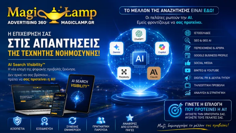 AI Search Visibility™ Η νέα εποχή της ψηφιακής προβολής από τη Magic Lamp Advertising 360