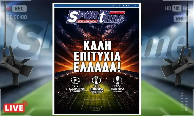 Πρωτοσέλιδο Sportime (4/8): Η ώρα της Ευρώπης για τις ελληνικές ομάδες