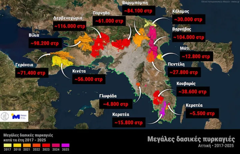 Ιστορική καταστροφή: Τα τελευταία 9 χρόνια κάηκε το 40% των δασών της Αττικής!