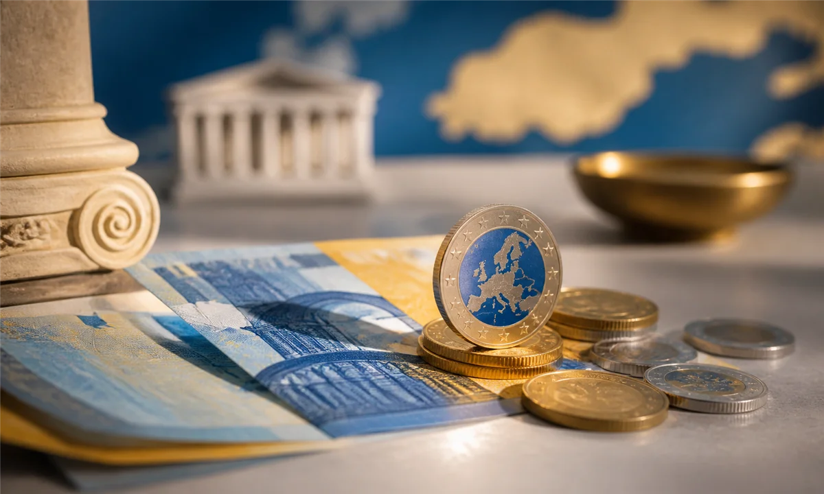 Αφηρημένα ευρωπαϊκά χαρτονομίσματα και μεταλλικά νομίσματα συνθέτουν μια εικόνα για τη σχέση οικονομίας και κοινής ταυτότητας. Πηγή: Sportime.gr