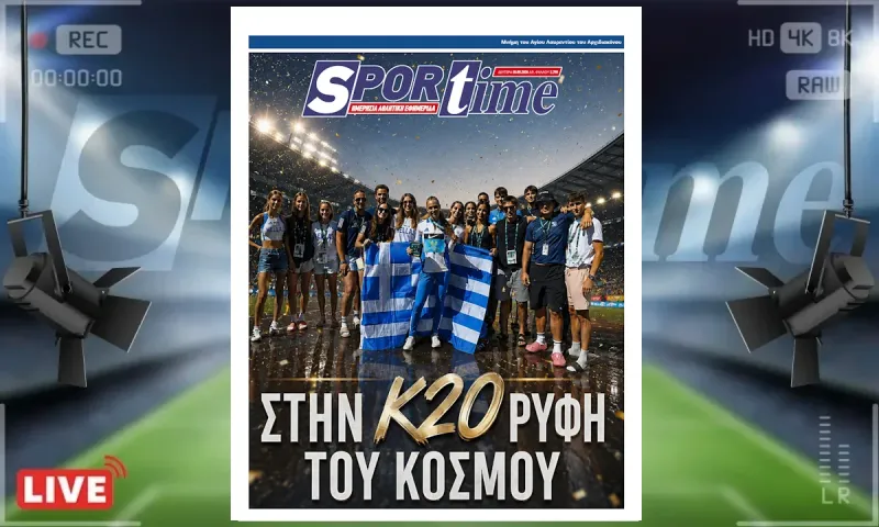 Πρωτοσέλιδο Sportime (11/8): Η πιο επιτυχημένη ελληνική παρουσία Κ20