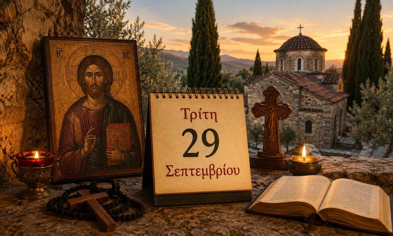 Εκκλησιαστικό ημερολόγιο με σταυρό, κερί και διαφορετικό ουράνιο φόντο για το εορτολόγιο της 30 Σεπτεμβρίου, Πηγή: Sportime.gr