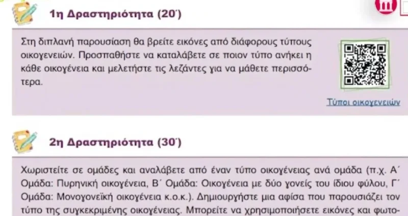 Ομόφυλες «οικογένειες» σε βιβλία του Δημοτικού